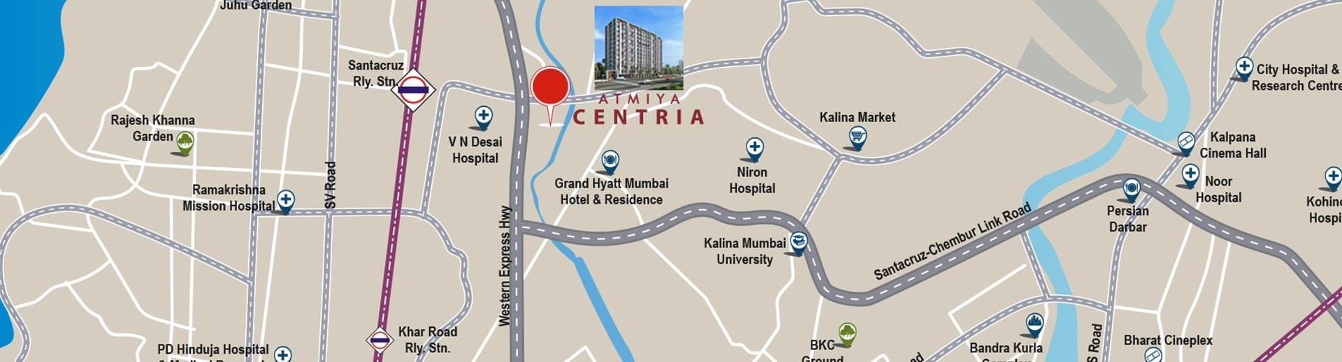 Atmiya Centria Location &mdash; Santacruz East, Mumbai