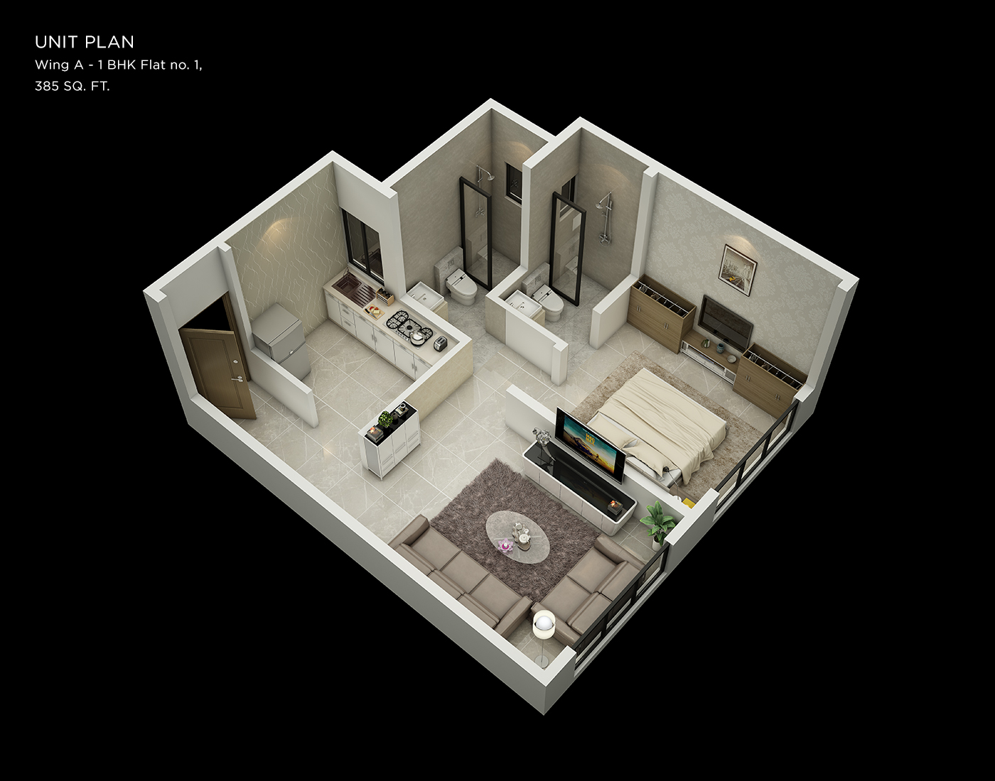 1 BHK &mdash; Type B