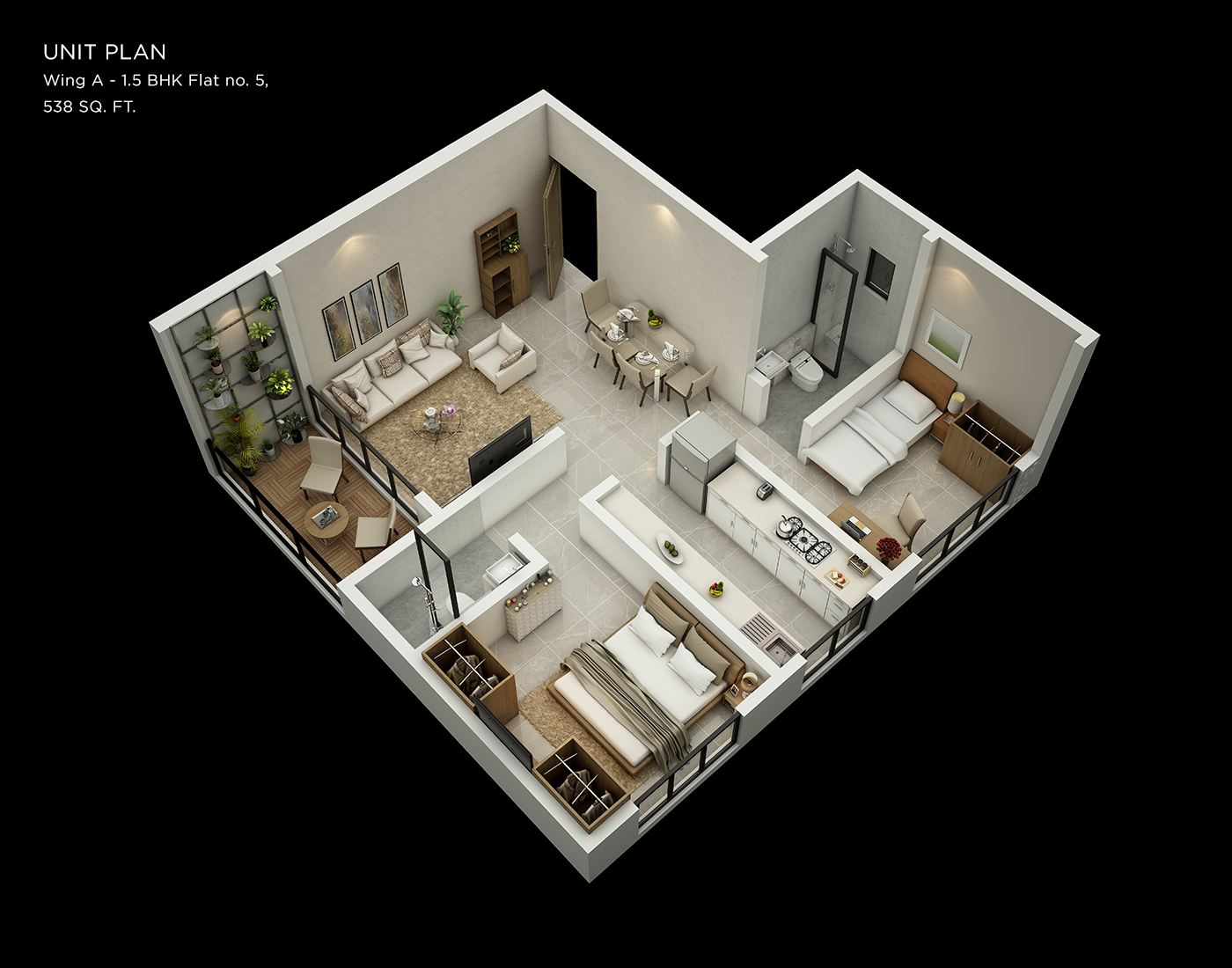 1.5 BHK &mdash; Type A