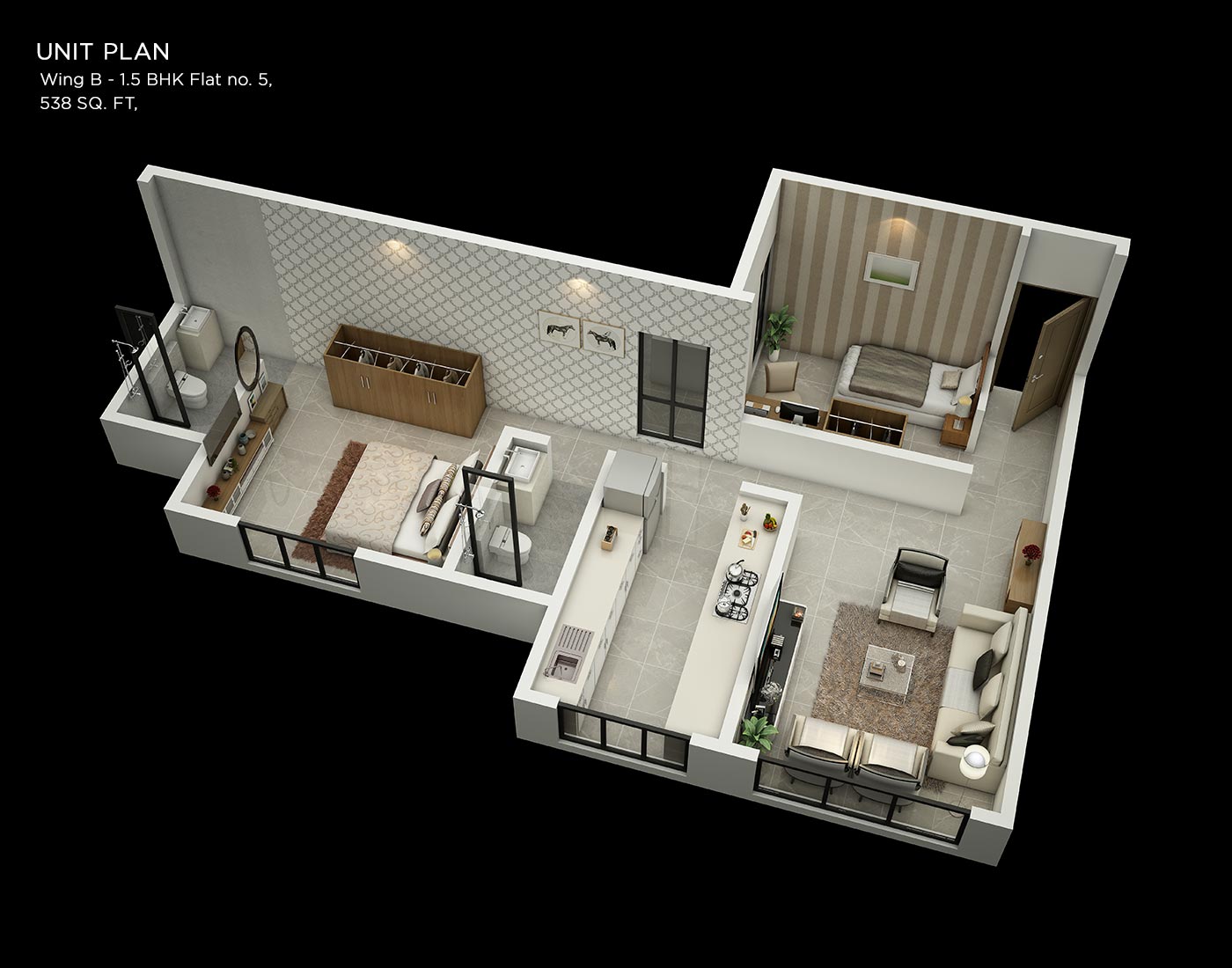 1.5 BHK &mdash; Type B