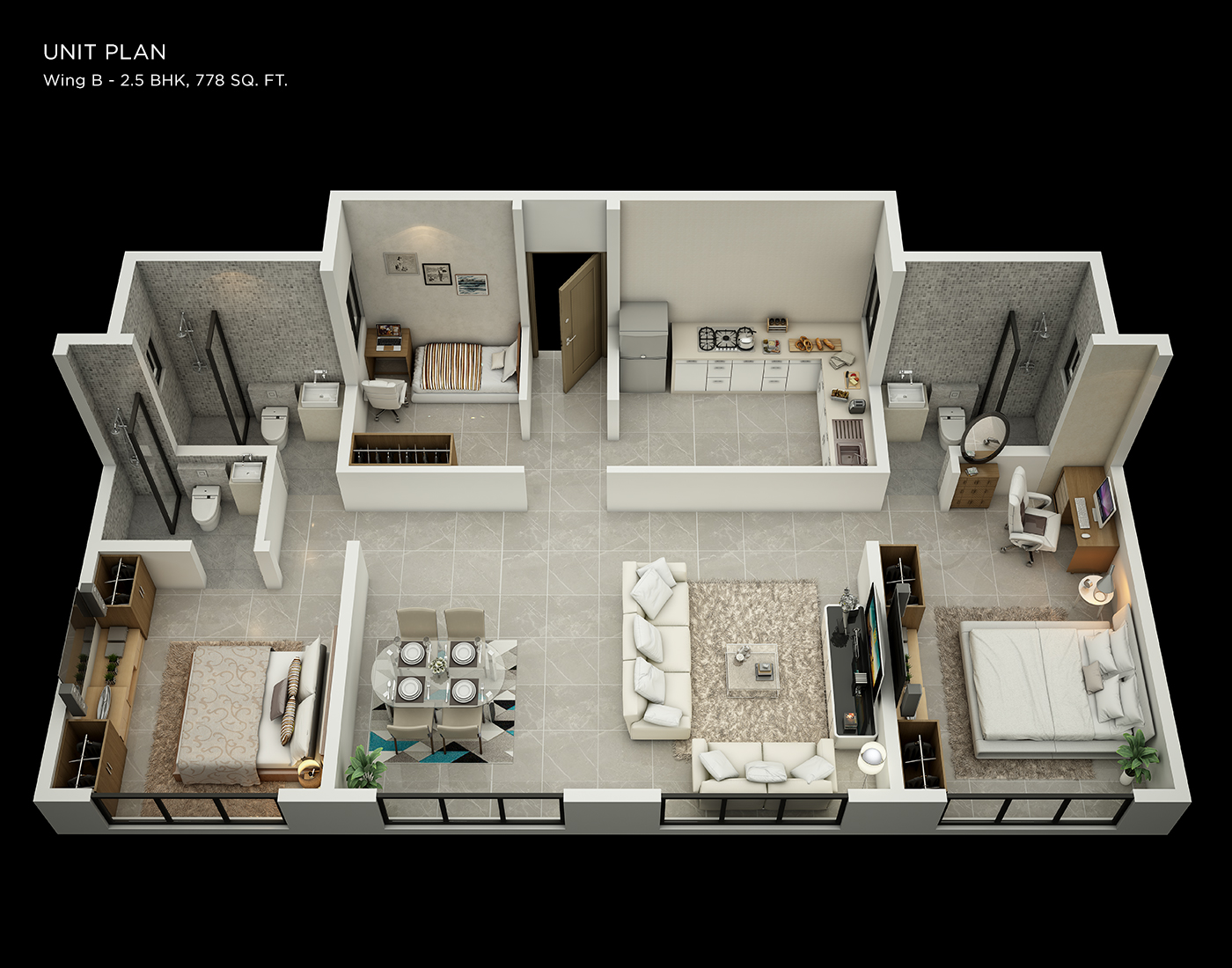 2.5 BHK &mdash; Type A